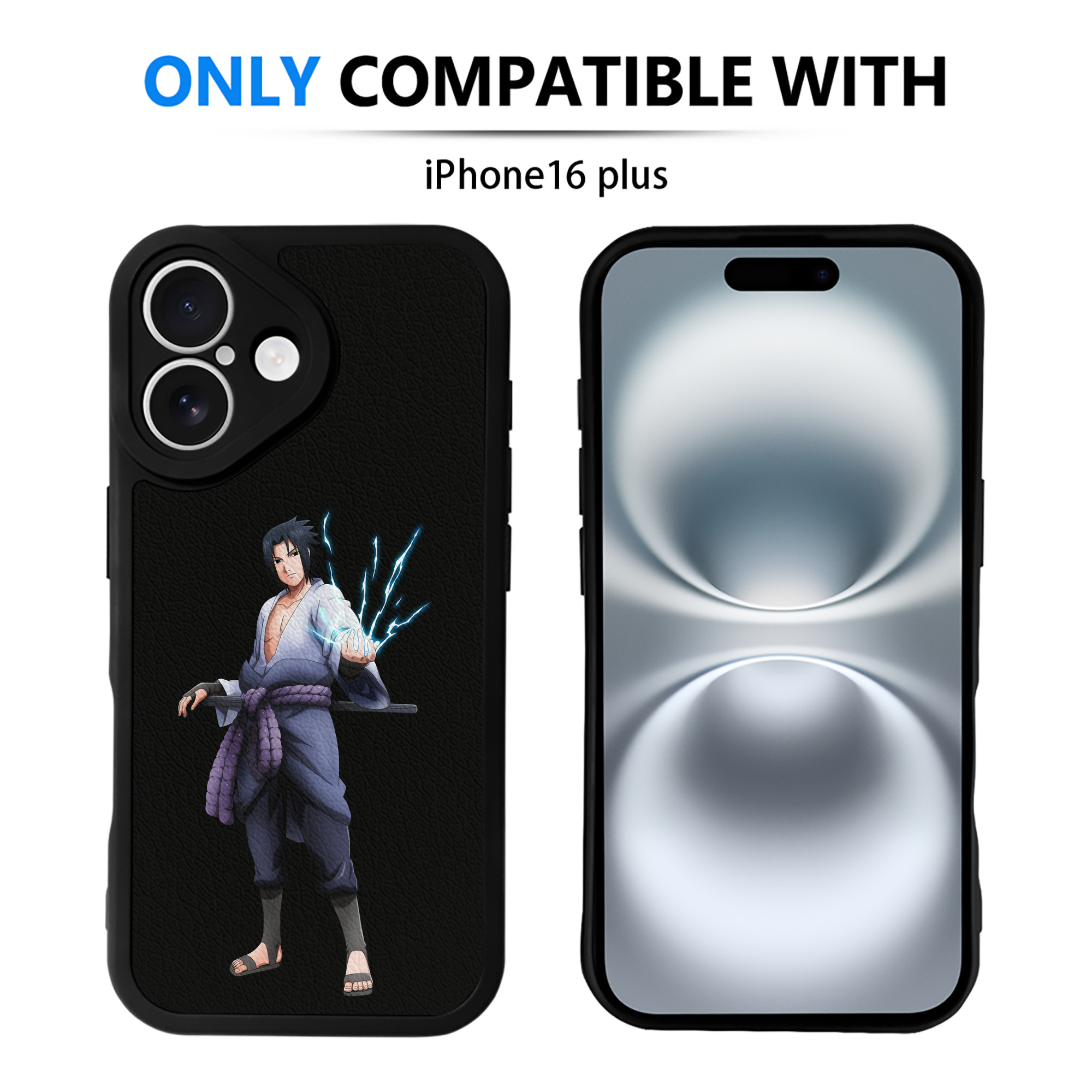 （画像用） NARUTO -ナルト- うちは サスケ Uchiha Sasuke 【iPhone 16シリーズ対応】シリコンスマホケース（レザー調） 材質：シリコン